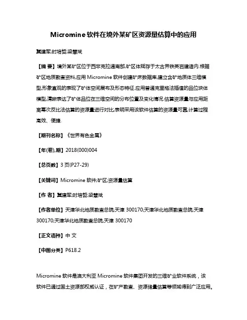 Micromine软件在境外某矿区资源量估算中的应用
