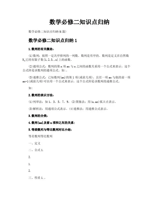 数学必修二知识点归纳