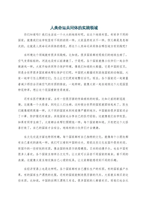 人类命运共同体的实践领域