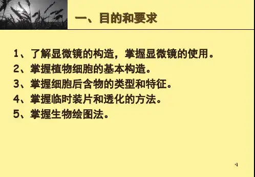 实验一显微镜的构造和植物细胞及后含物PPT课件