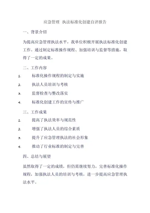 应急管理 执法标准化创建自评报告