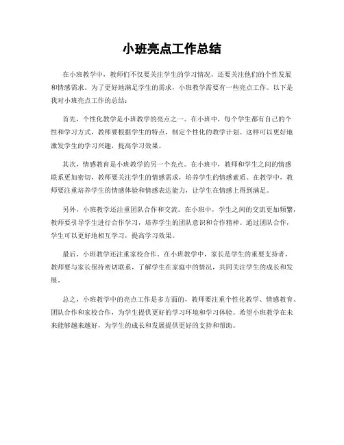 小班亮点工作总结