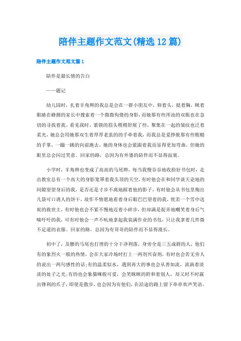陪伴主题作文范文(精选12篇)