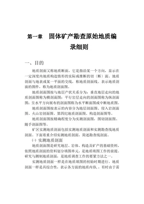 固体矿产勘查原始地质编录细则