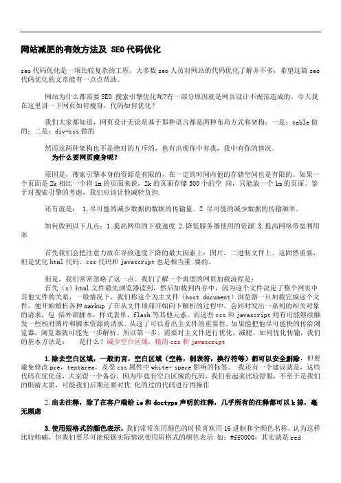 网站代码减肥