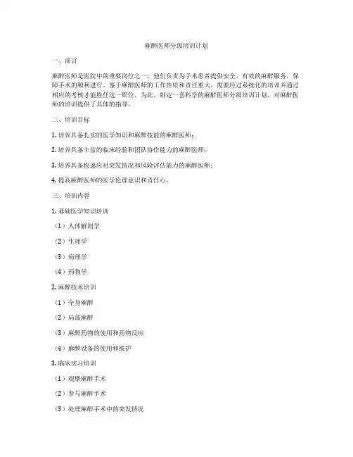 麻醉医师分级培训计划