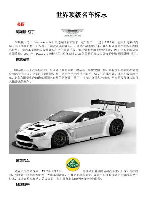 世界顶级名车标志(附加广告词).