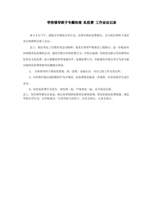乱收费会议记录