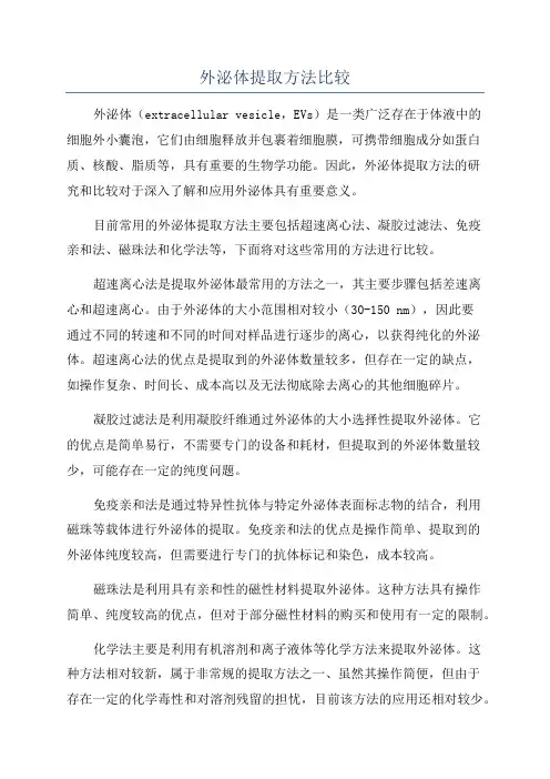 外泌体提取方法比较