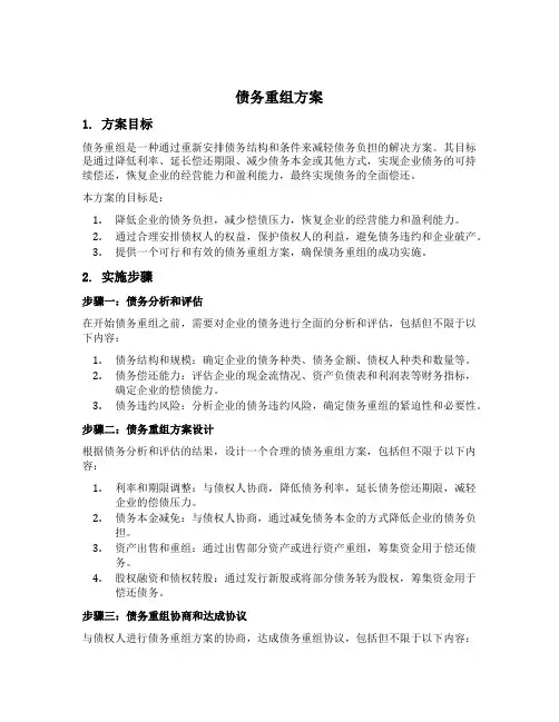 债务重组的方案