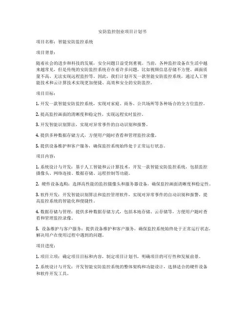 安防监控创业项目计划书