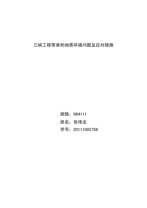 三峡工程带来的地质环境问题及应对措施