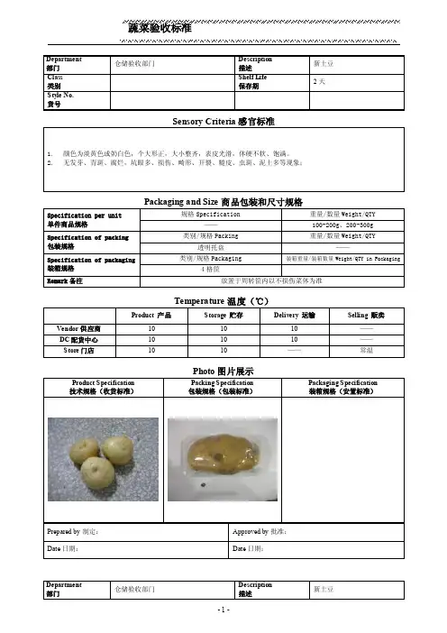 新土豆收货标准