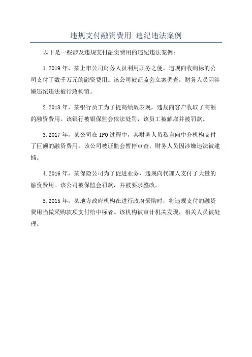 违规支付融资费用 违纪违法案例