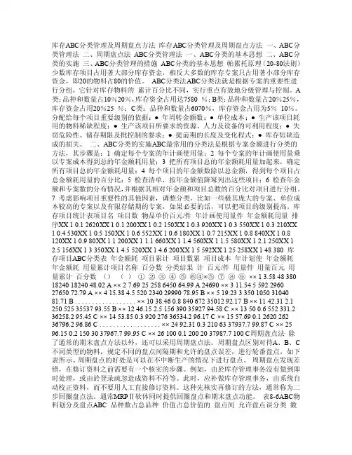 库存ABC分类管理及周期盘点方法