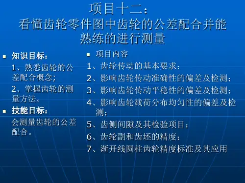 12项目十二 看懂齿轮零件图中齿轮的公差配合并能熟练的进行测量