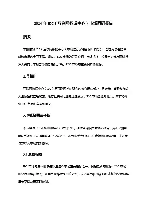 2024年IDC(互联网数据中心)市场调研报告