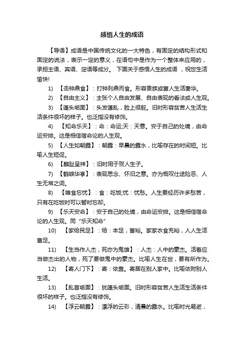 感悟人生的成语