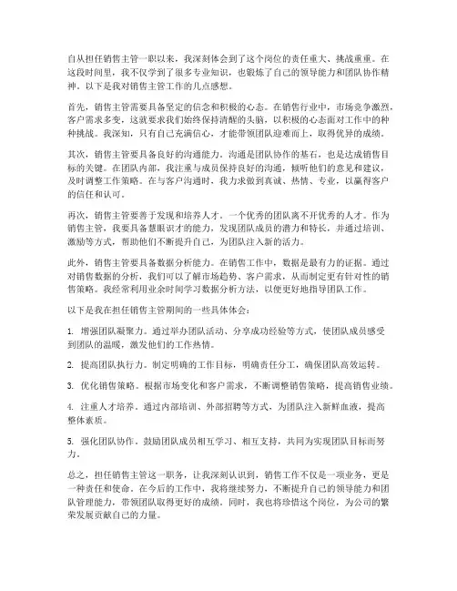 销售主管工作感想