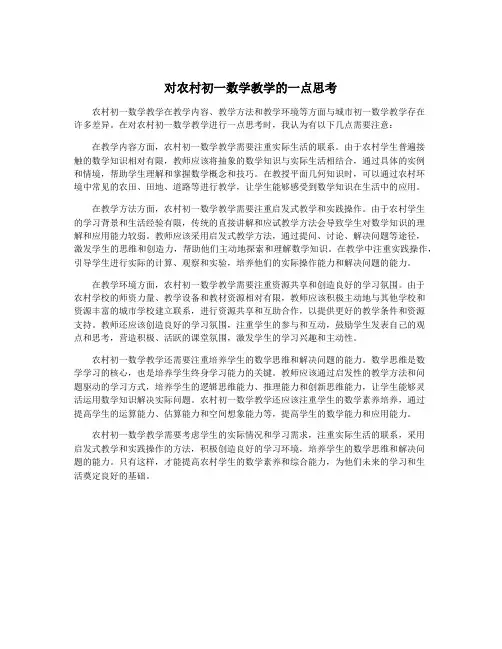 对农村初一数学教学的一点思考