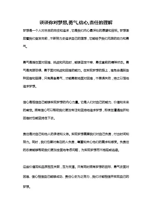 谈谈你对梦想,勇气,信心,责任的理解