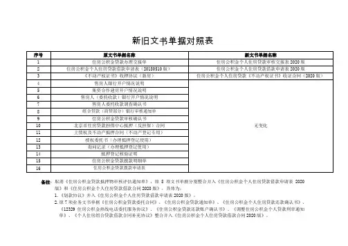 新旧文书单据对照表