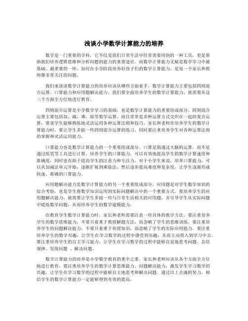 浅谈小学数学计算能力的培养