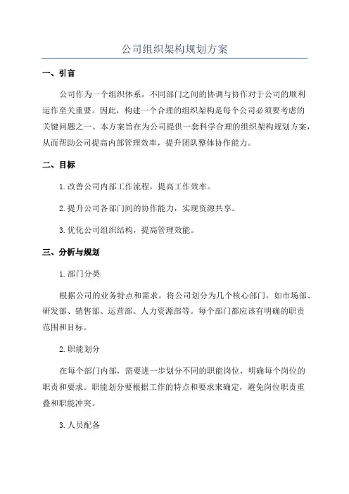 公司组织架构规划方案