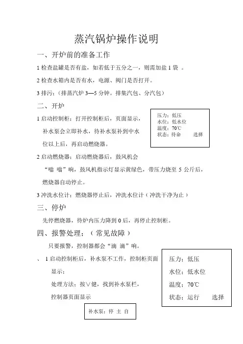 蒸汽锅炉操作说明