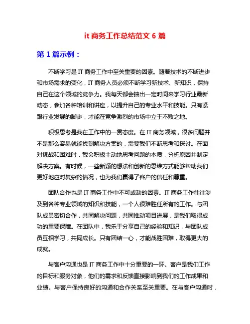 it商务工作总结范文6篇