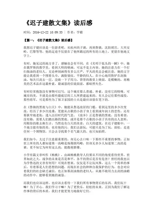 《迟子建散文集》读后感