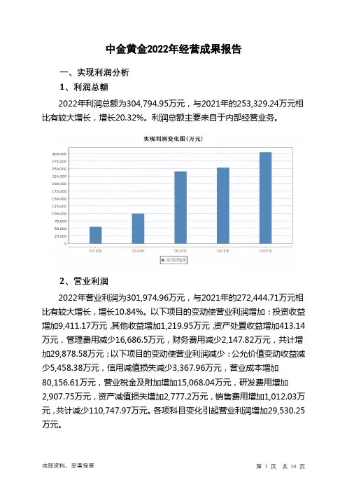 600489中金黄金2022年经营成果报告
