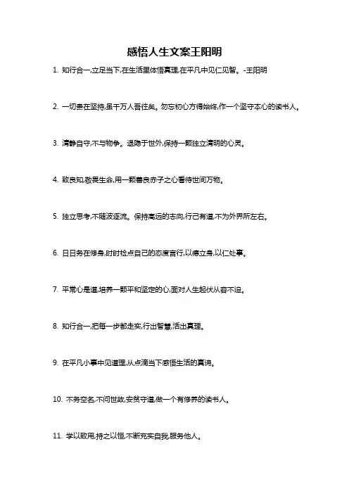 感悟人生文案王阳明