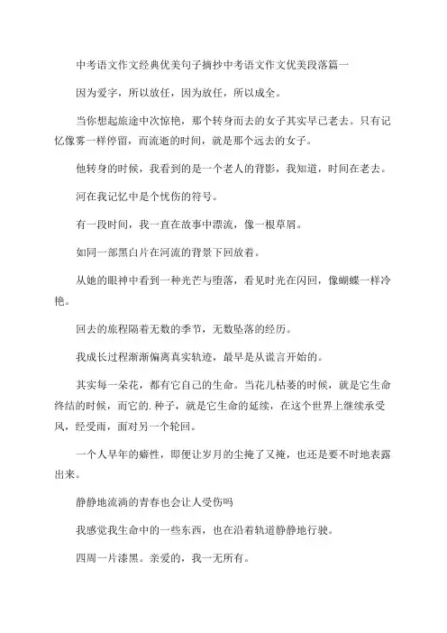 2023年中考语文作文经典优美句子摘抄中考语文作文优美段落大全