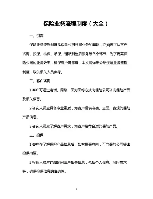 保险业务流程制度(大全)