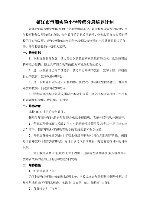 教师分层培养计划
