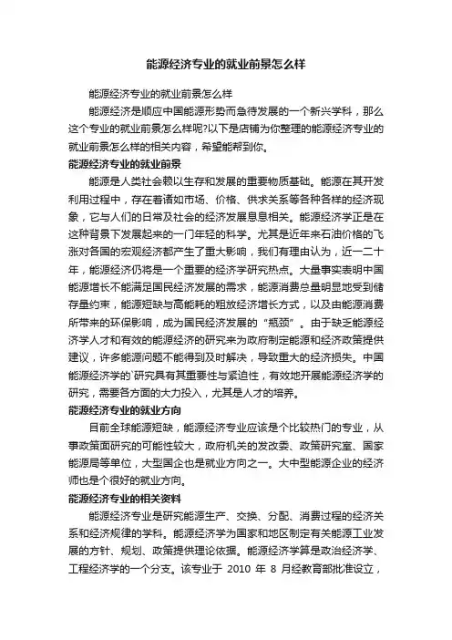 能源经济专业的就业前景怎么样
