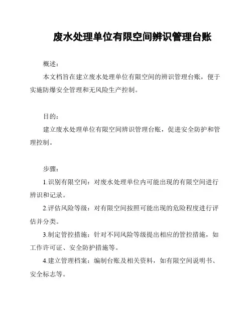 废水处理单位有限空间辨识管理台账