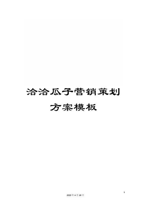 洽洽瓜子营销策划方案模板