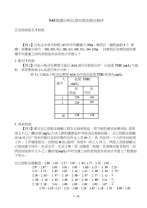 SAS数据分析应用实例及相关程序