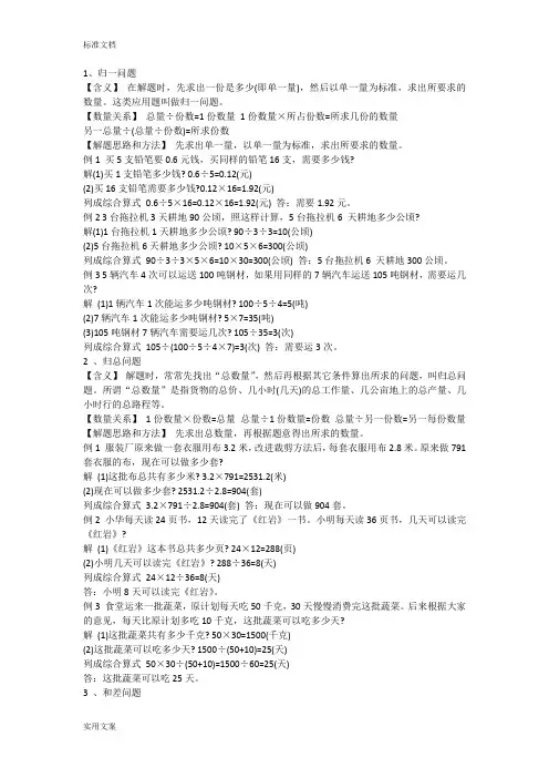 小学数学应用题30种典型题型