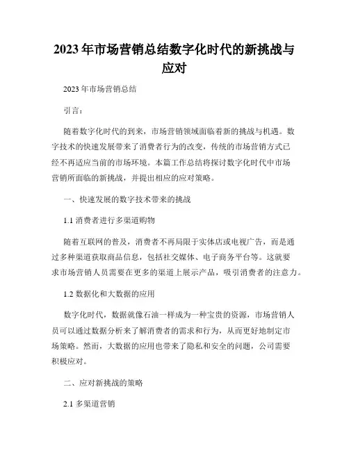2023年市场营销总结数字化时代的新挑战与应对