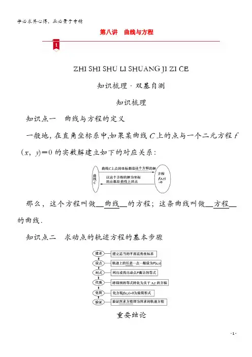 山东专用2021版高考数学一轮复习第八章解析几何第八讲曲线与方程学案含解析