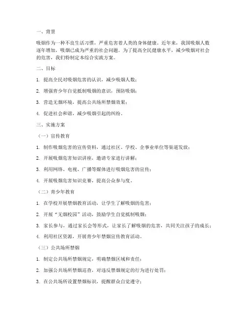 吸烟问题综合实践方案