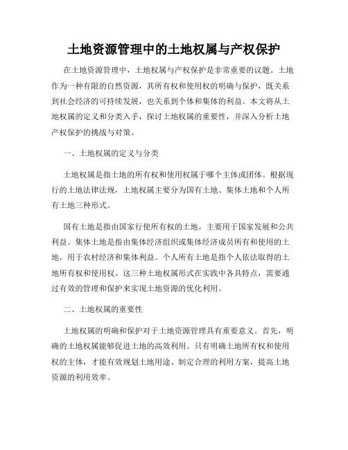 土地资源管理中的土地权属与产权保护