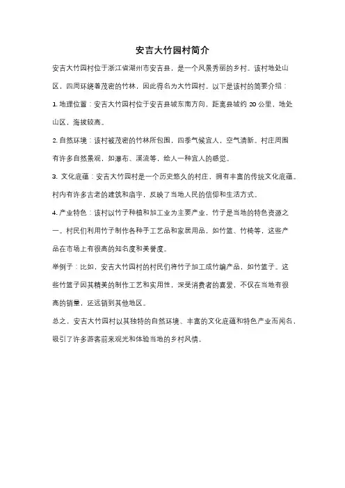 安吉大竹园村简介