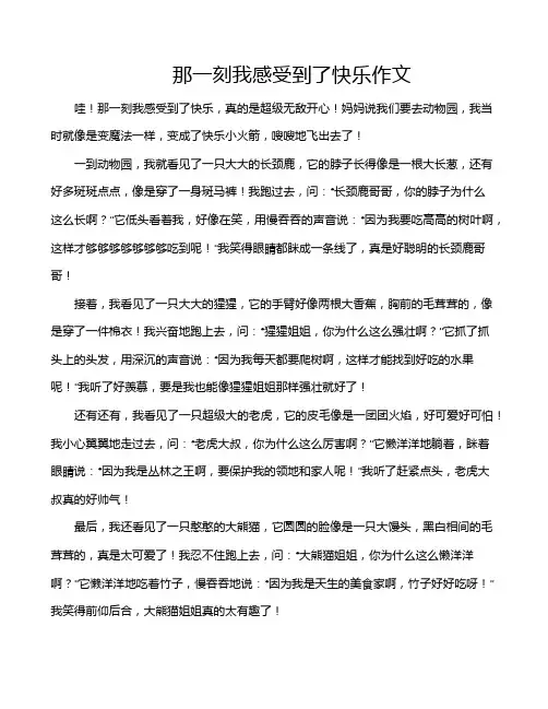 那一刻我感受到了快乐作文