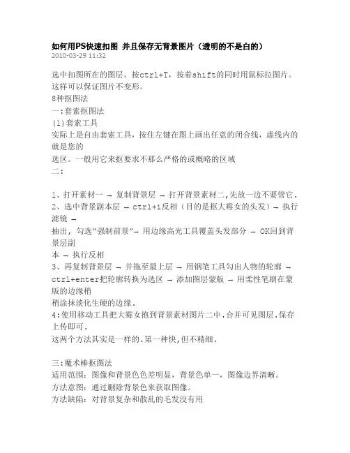 如何用PS快速扣图 并且保存无背景图片(透明的不是白的)