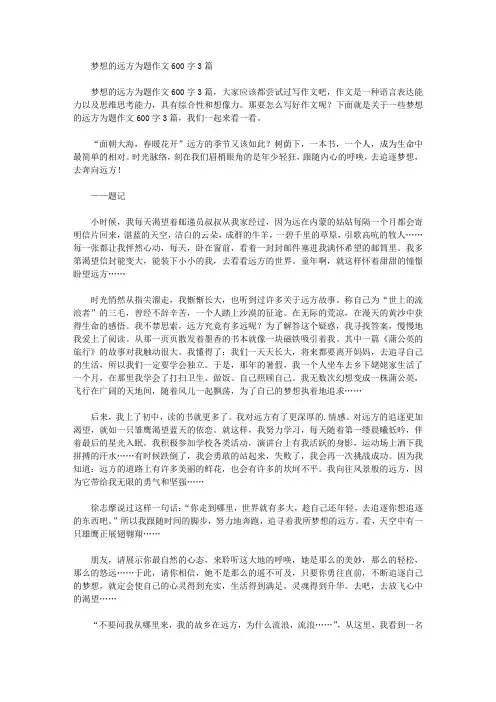 梦想的远方为题作文600字3篇精选作文范文