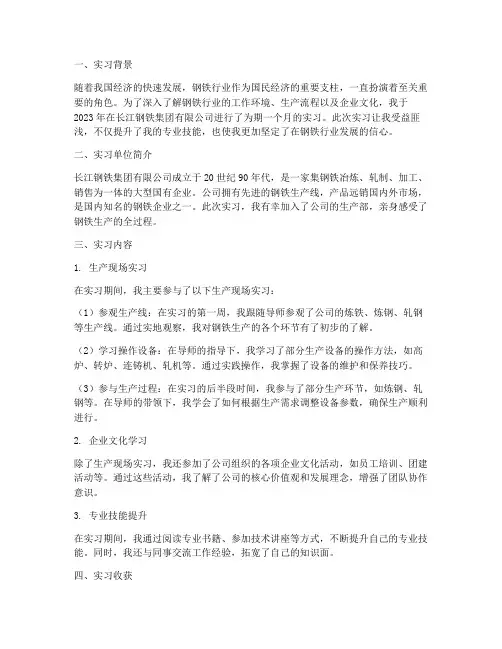 长江钢铁实习报告
